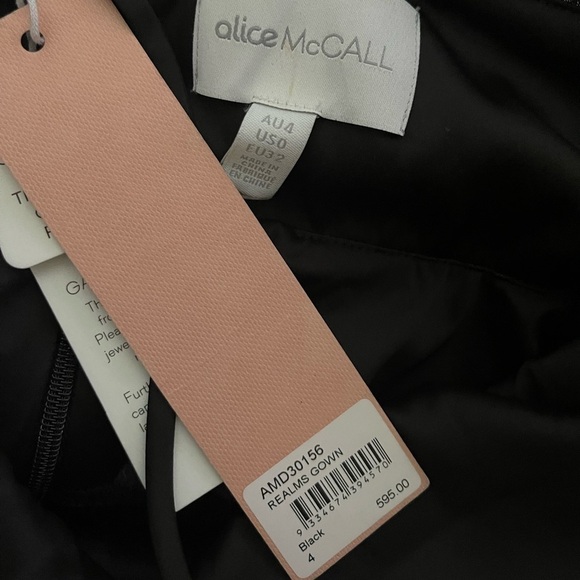 NWT ALICE MCCALL Distant Realms Maxi Gown Black Gold Metallic Lace Size US 0 - Picture 9 of 10